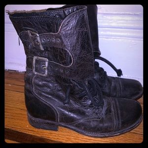 All Saints Combat boots with buckled flap